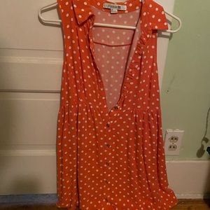 Super cute Retro Coral polka-dot Button down Dress